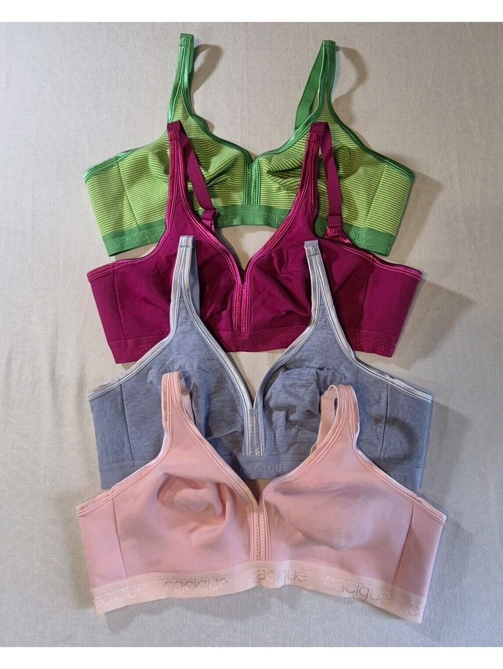 Lot Of 4 Cacique Multicolor Full Coverage Size 44C Bras Wireless Everyday GREAT!